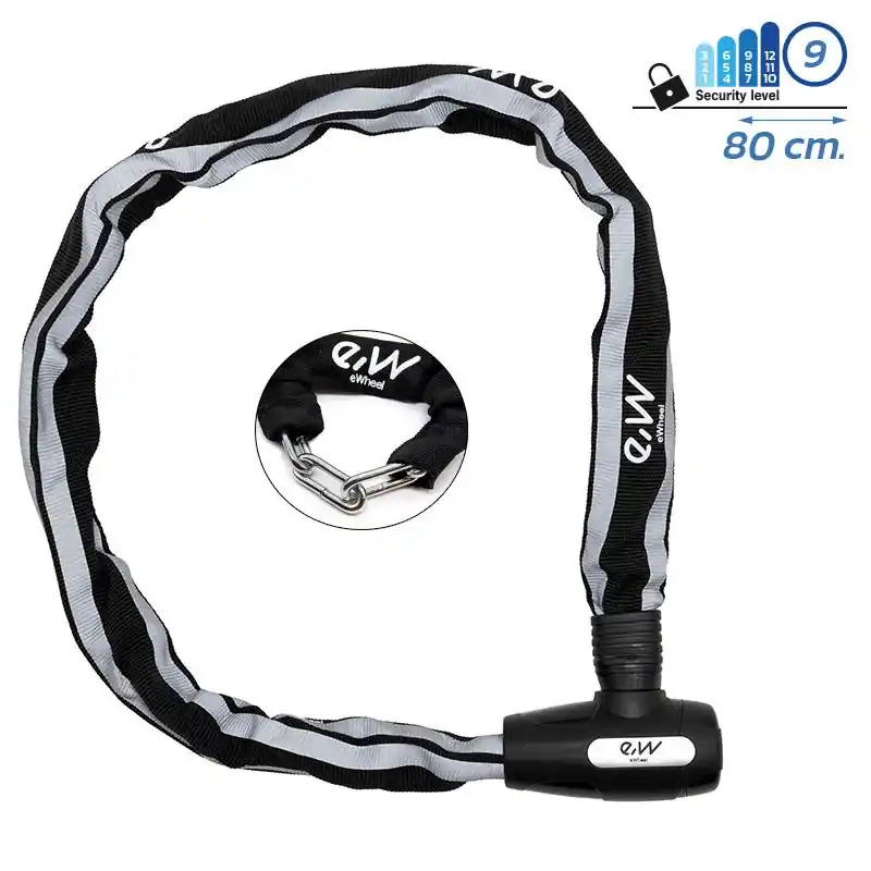 Cel mai vândut Lanț anti – furt, trotinetă / scuter / bicicletă electrică, EWLK018, 80 cm, negru | Motorevolution