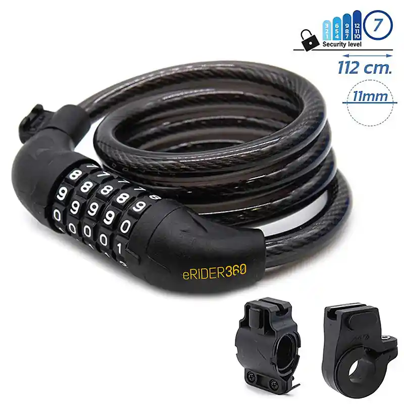 Lanț anti – furt cu parolă, trotinete / biciclete / scutere electrice, 1,1 m, model 2, negru | Motorevolution Nu rata
