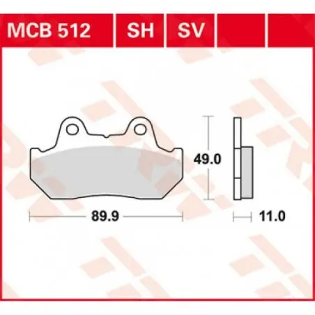 Reducere specială Placute frana TRW MCB512SH   SINTER PERFORMANCE STREET  ROAD TRACKS