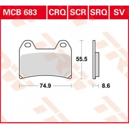 Expediere rapidă Placute frana TRW MCB683SCR    SINTER CARBON RACE LONGLIFE