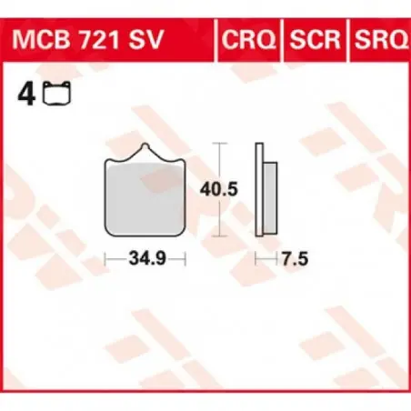 Placute frana TRW MCB721SCR    SINTER CARBON RACE LONGLIFE Retur gratuit