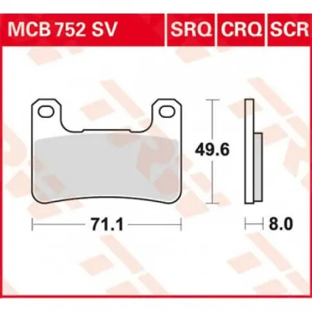 Popular Placute frana TRW MCB752SCR    SINTER CARBON RACE LONGLIFE