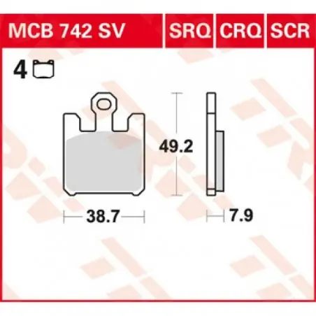 Placute frana TRW MCB742SCR    SINTER CARBON RACE LONGLIFE Reducere specială