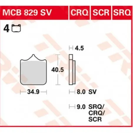 Cel mai vândut Placute frana TRW MCB829SCR    SINTER CARBON RACE LONGLIFE