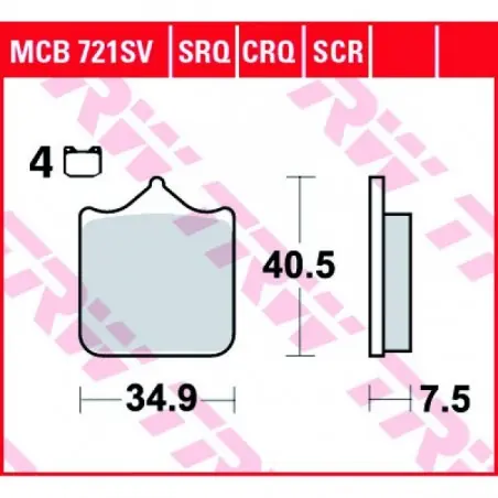 Placute frana TRW MCB721SRT  SINTERED ROAD TRACK Expediere rapidă