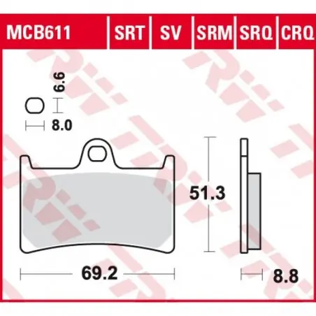 Placute frana TRW MCB611SRT  SINTERED ROAD TRACK Reducere specială