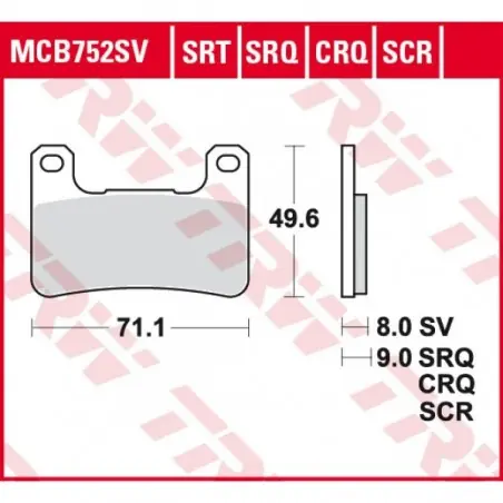Placute frana TRW MCB752SRT  SINTERED ROAD TRACK Retur ușor