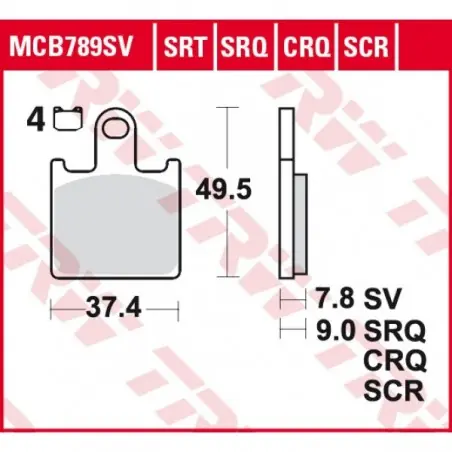 Placute frana TRW MCB789SRT  SINTERED ROAD TRACK Doar azi