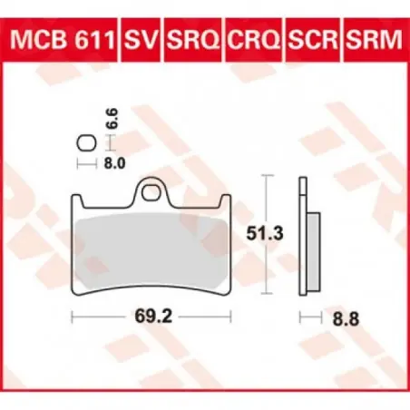 Retur ușor Placute frana TRW MCB611   ORGANIC