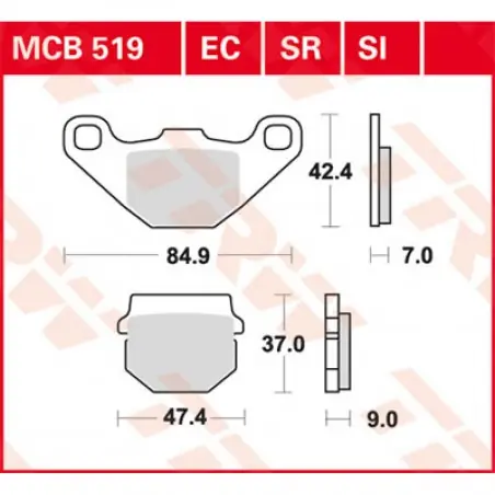Placute frana TRW MCB519   ORGANIC Cumpără online