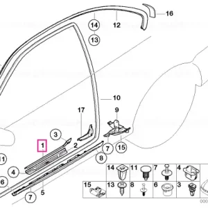 Band capac intrare interior stânga HELLGRAU - BMW Noutate