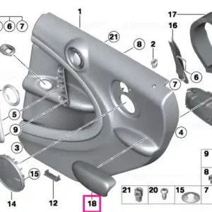 Armrest, rear left CARBON BLACK - BMW - Mini Premium