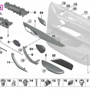 Capac tapiterie usa fata stanga, alb fildes - BMW X5 F15, X6 F16 Livrare expres