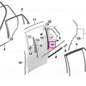 Window well strip, outer, door, rear lft CHROM - BMW Reducere de preț