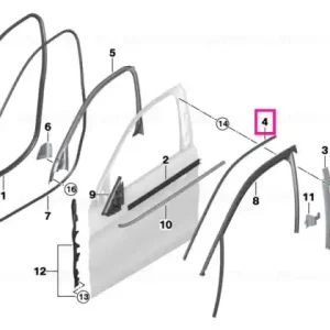 Reducere extra Ornament cadru fereastră, sus, ușă, față, stânga CHROM - BMW