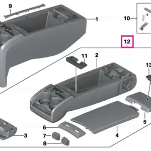 Armrest, Alcantara, rear middle AZAT ANTHRAZIT - BMW Transport gratuit