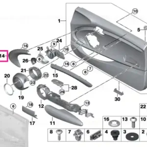Ornament ușă secțiune față stânga DARK SILVER - BMW - Mini Transport gratuit