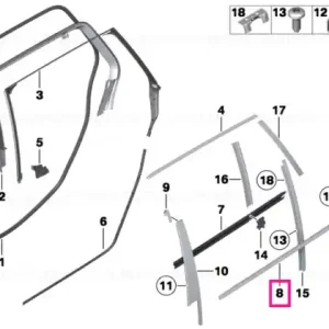Window well strip, outer, door, rear rgt ALU SATINIERT - BMW Expediere rapidă