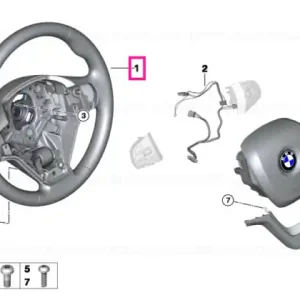 Sport steering wheel, leather - BMW Plată securizată
