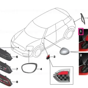 Capac oglindă stânga xadrele JCW JCW CHEQUERED - BMW - Mini Chilipir