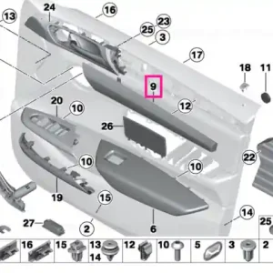 Trim usa lemn Fineline dreapta ANTHRAZIT - BMW Comandă acum