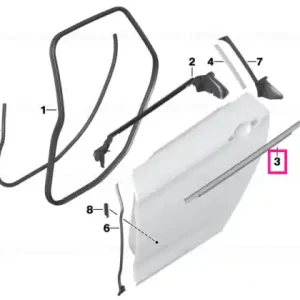 Window well strip, outer, door, rear rgt SCHWARZ HOCHGL. - BMW Preț redus