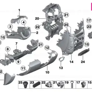 Nu rata Ornament decorativ consola fata dreapta DARK ANTHRACITE - BMW - Mini