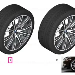 Roată completă de iarnă - V-Spoke 649i (bright turned, forged) cu anvelopa Pirelli W240 Sottozero S2 r-f - 245/40R20 99V XL - BMW Seria 7/6 GT G11/G12/G32 - punte față - Jante forjate Retur ușor