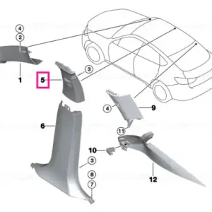 Capac stâlp B superior stânga ANTHRAZIT - BMW Plată sigură