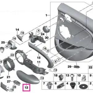 Cel mai bun preț Armrest, door, rear right CARBON BLACK - BMW - Mini