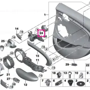 Door opener, inside rear right SCHWARZ - BMW - Mini Doar azi