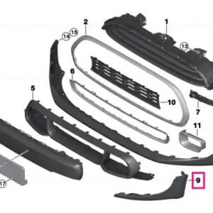 Nu rata Black band spoiler, front left PDC - BMW - Mini