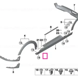 Livrare rapidă Black band, rear lower left PDC - BMW - Mini
