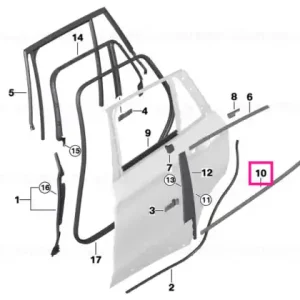 Window well strip, outer, door, rear lft ALU SATINIERT - BMW Cumpărături sigure