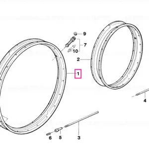 Plată securizată Rim, black front 2,5X19 MT H2 - BMW Motorrad