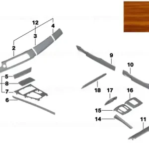 Wood panel, instrument panel, left NUSSB._HONIGBR. - BMW Ofertă limitată