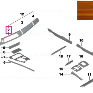 Wood panel, instrument panel, centre NUSSB._HONIGBR. - BMW Nu rata