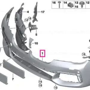 Capac trim bara fata grunduit M PDC/SRA - BMW Plată securizată