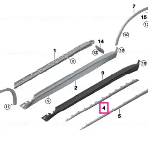 Bandă trim, prag lateral, grunduit, dreapta PURE EXCELLENCE - BMW Mai ieftin