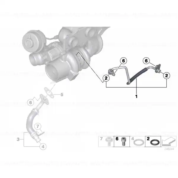 Cumpără online Conducta ulei pentru turbina - BMW Seria 1 F20 F21, Seria 2 F22 F23, Seria 3 F30 F31 F34, Seria 4 F32 F33 F36, Seria 5 F07 F10 F11, X1 E84, X3 F25, X4 F26, X5 F15, X6 F16, Z4 E89 - tip motor N20, N26