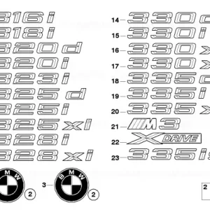 Reducere extra Emblem adhered rear - 328XI - - BMW
