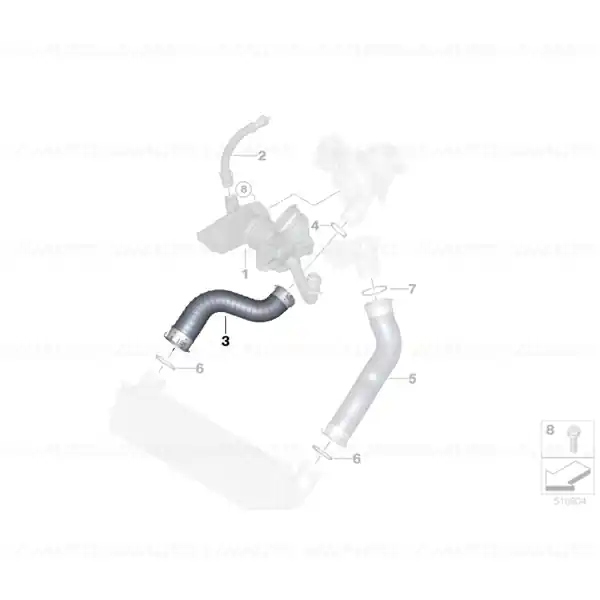 Conducta intercooler BMW Seria 1 F20, F21; Seria 2 F22, F23; Seria 3 F30, F31, F34; Seria 4 F32, F36 Retur gratuit